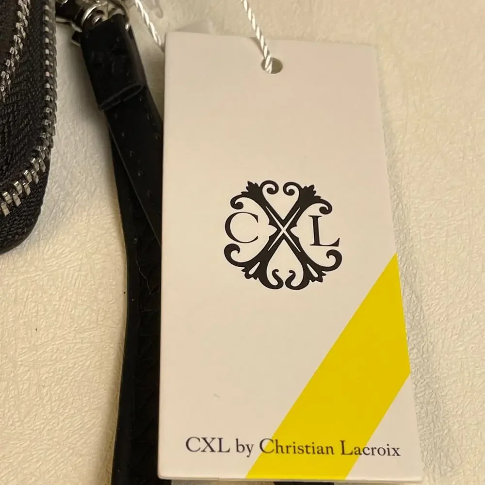CXL Christian Lacroix Ames Denim Double Zipper Wallet Black NWT
